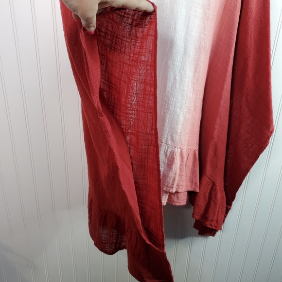 Lane Bryant Red Ombre Ruffle Hem Top Size 26/28 - Picture 7 of 9